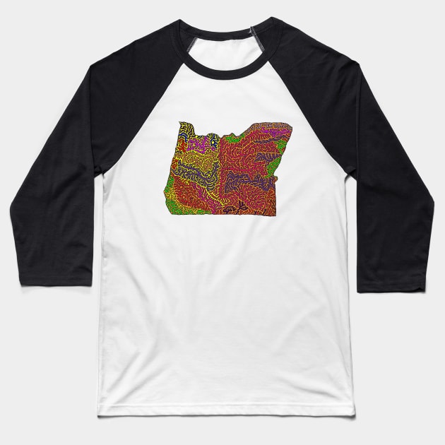 State of Oregon - Pop Art Style Baseball T-Shirt by NightserFineArts